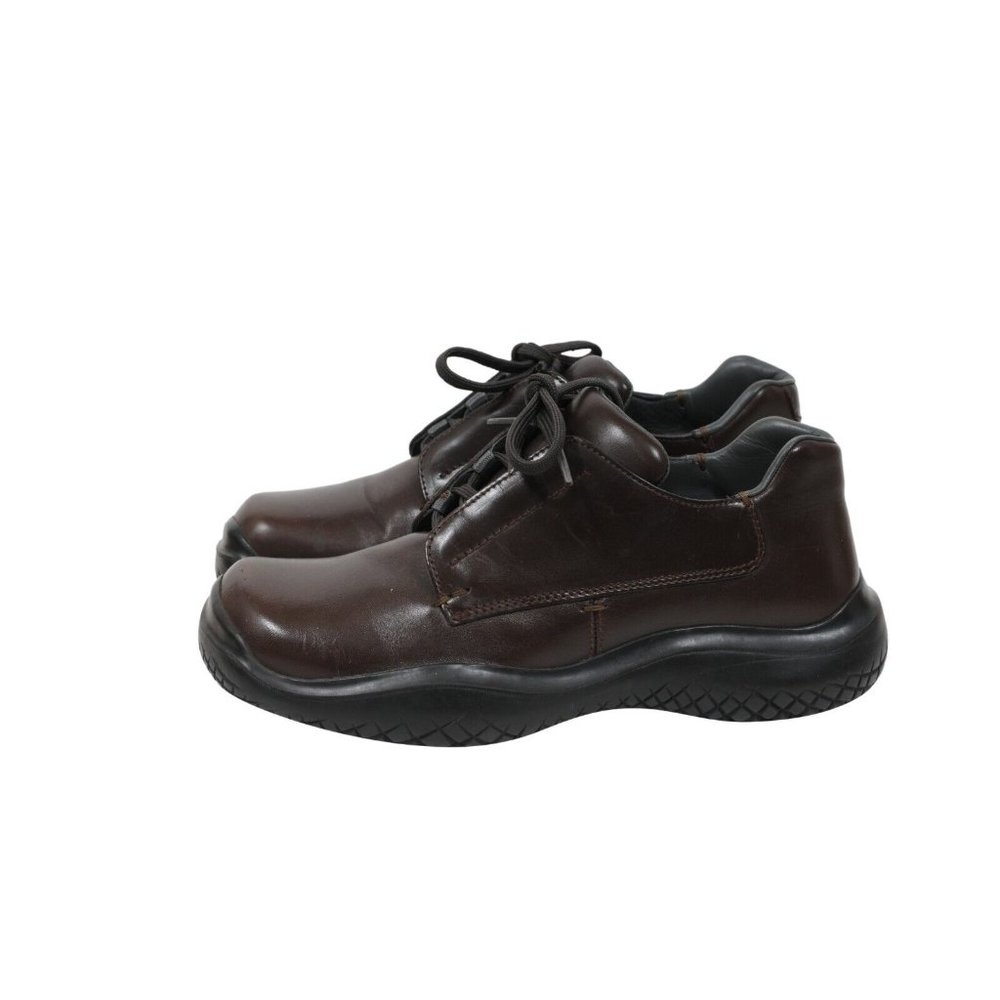 Prada Mens Vintage Chunky Derby US 7 UK 6 Brown Leather AW99 Vibram Square Toe - Picture 4 of 11